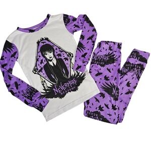 Wednesday Addams Nevermore Academy Pajamas - Kids Girls Size 8 Purple‎